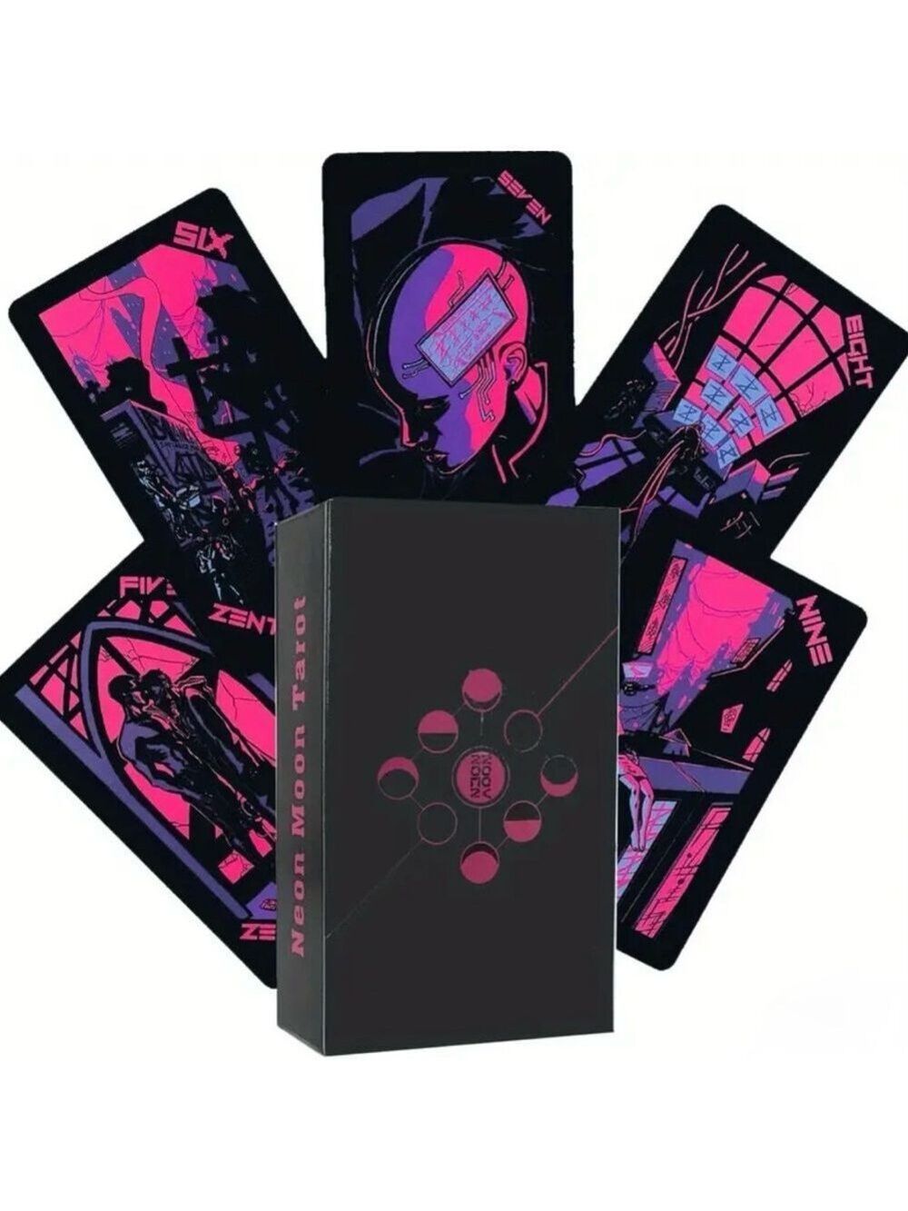 Neon Moon Tarot Deck: Dark Aesthetic & Futuristic Cyberpunk Readings